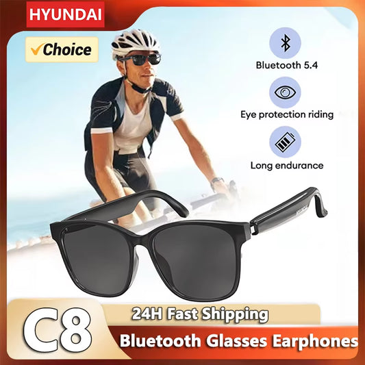 HYUNDAI C8 Bluetooth 5.4 Glasses Earphones with HD Microphone and Multi-Function Keys for Driving - Compatible with Lenovo C8 Models